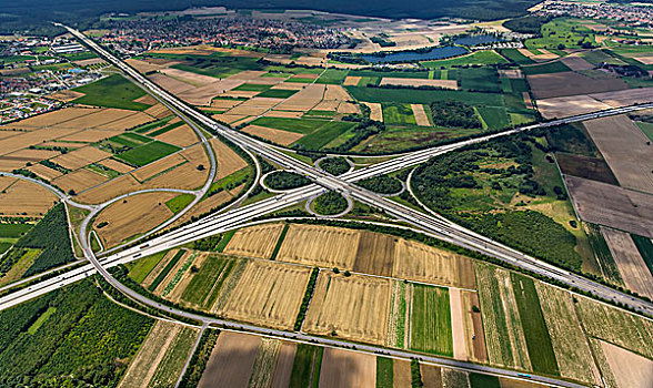 高速公路,连通,三叶草,形状,巴登符腾堡,德国,欧洲