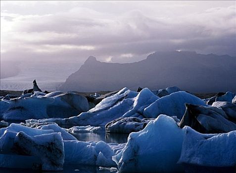 杰古沙龙湖,结冰,泻湖,正面,冰河,冰岛,欧洲