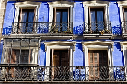 历史,公寓楼,蓝色,建筑