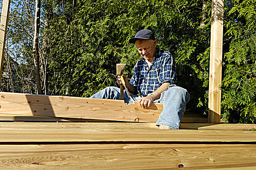 男人,工作,木质,木板,凿子