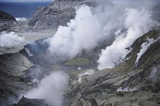 硫磺,活火山,白色,岛屿,新西兰