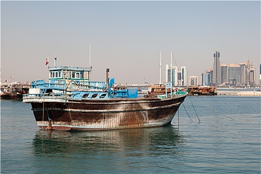 传统,独桅三角帆船,多哈,卡塔尔