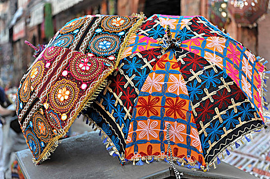彩色,伞,市场,斋浦尔,拉贾斯坦邦,印度,亚洲