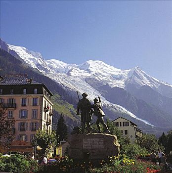 风景,山,勃朗峰,夏蒙尼,法国阿尔卑斯山,法国,欧洲,纪念建筑,第一,攀登,山峦,阿尔卑斯山