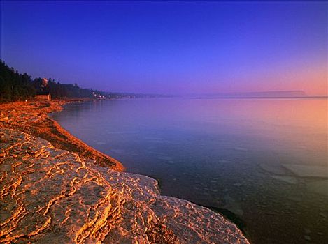 休伦湖,日出,布鲁斯半岛,安大略省,加拿大