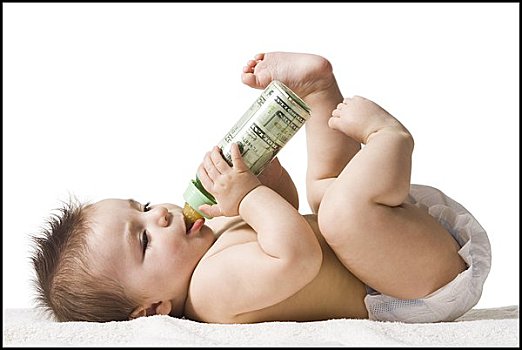 婴儿,用瓶子喝,美元