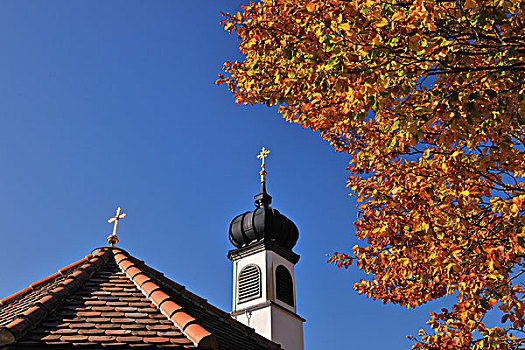 特写,屋顶,尖顶,小教堂,玛丽亚,靠近,奥波拜延,巴伐利亚,德国