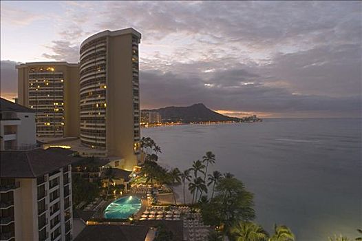 酒店,怀基基海滩,檀香山,瓦胡岛,夏威夷,美国