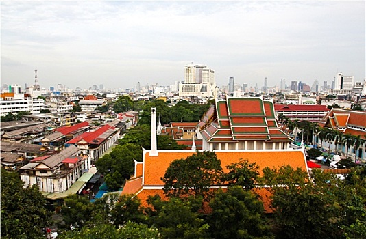 航拍,曼谷,金色,攀升,局部,寺院,泰国