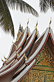 屋顶,寺院,琅勃拉邦,老挝