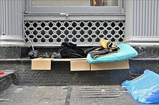 睡觉,地点,无家可归,人,金融区,曼哈顿,纽约,美国