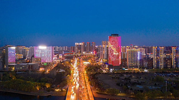 沈阳城市风光夜景航拍