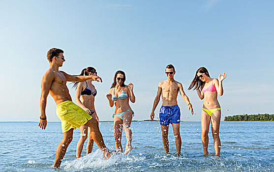 友谊,海洋,暑假,休假,人,概念,群体,高兴,朋友,乐趣,夏天,海滩