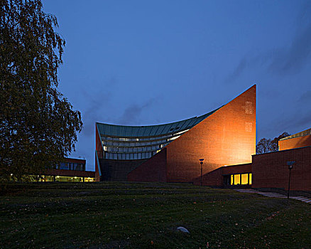 外景,赫尔辛基,大学,芬兰,灯光,现代建筑