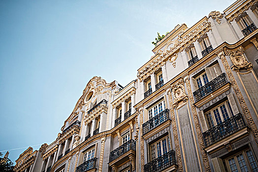 建筑外观,装饰,粉饰灰泥,金色,马德里,西班牙,城市,建筑