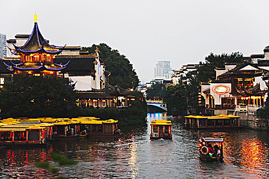 传统,房子,船,河,南京,江苏,中国