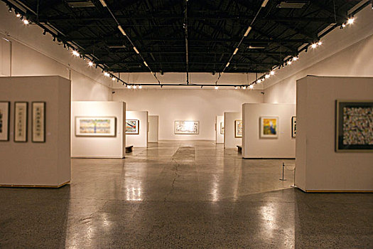 美术馆艺术画展和悬挂的画作