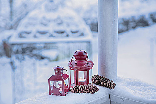 圣诞装饰,雪地,装饰,静物