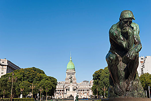 思想者,雕塑,罗丹,阿根廷,国家,国会,背影,广场,布宜诺斯艾利斯,南美