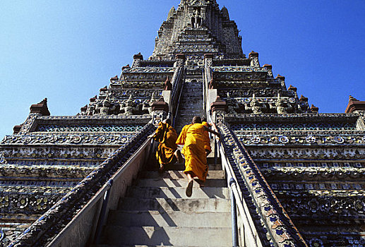 泰国,曼谷,郑王庙,新信徒,学生,楼梯
