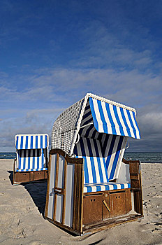 沙滩椅,海滩,波罗的海,梅克伦堡前波莫瑞州,德国,欧洲