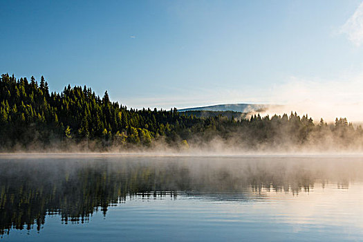 雾,高处,湖,荷兰,清水,不列颠哥伦比亚省,加拿大,北美