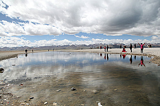 西藏,高原,蓝天,白云,湖水,0129
