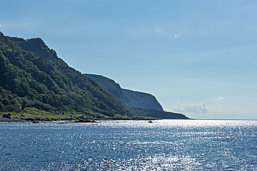 绿色,山,靠近,水,北海道,日本