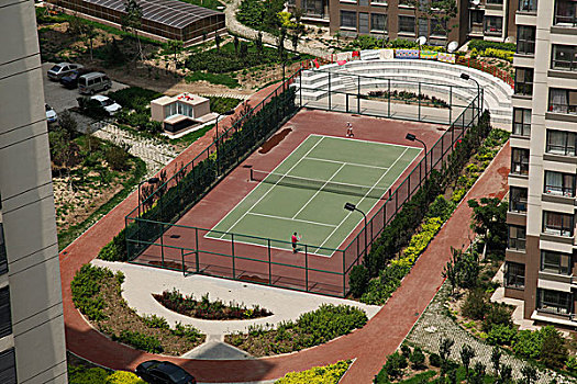高层住宅,网球场,园林规划,景观设计,房地产