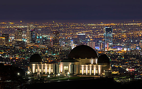 观测,洛杉矶市区,夜晚,加利福尼亚,美国