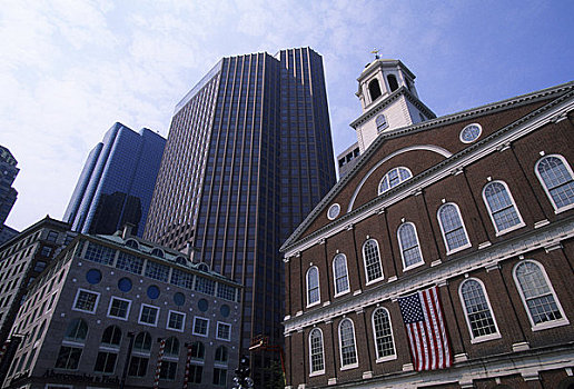 美国,马萨诸塞,波士顿,历史,自由之路,昆西市场,芬紐堂集市,摩天大楼