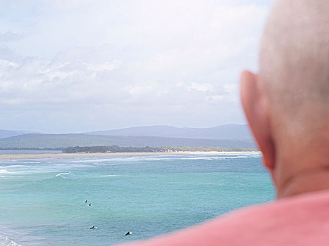 老人,看,沿岸,风景,后视图,维多利亚,澳大利亚