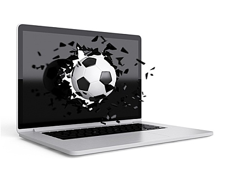 足球,毁坏,笔记本电脑