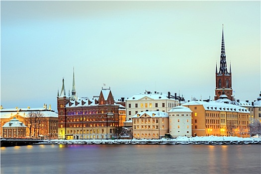 斯德哥尔摩,城市,黄昏,瑞典