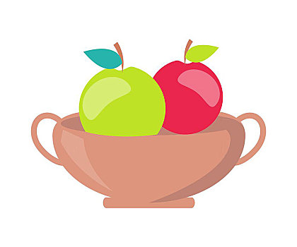 花瓶,苹果,简约,矢量,插画,模版,两个,情侣,大,绿色,红苹果,隔绝,白色背景,背景