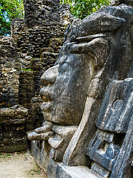 玛雅,场所,面具,庙宇,遗迹,橙色,走,地区,尤卡坦半岛,伯利兹,中美洲