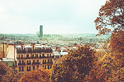 巴黎,高处,云,城市