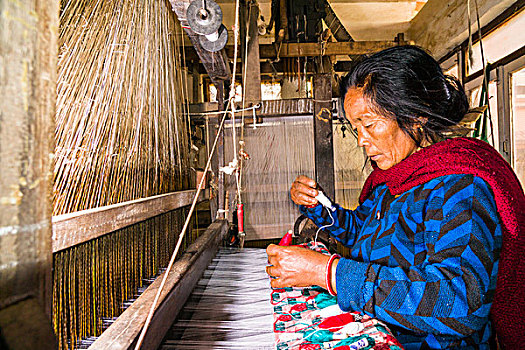 女人,工作,老,传统,织布机,编织,材质,达卡,尼泊尔,帽子,亚洲