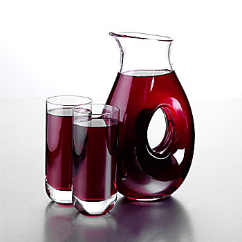 罐,蓝莓,果汁,两个,满,玻璃杯