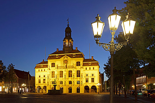 市政厅,晚上,历史,中心,下萨克森,德国,欧洲