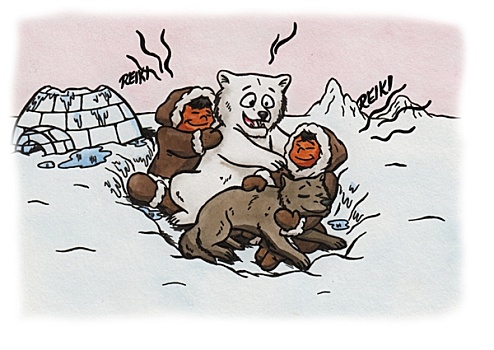 爱斯基摩,北极熊,给,相互