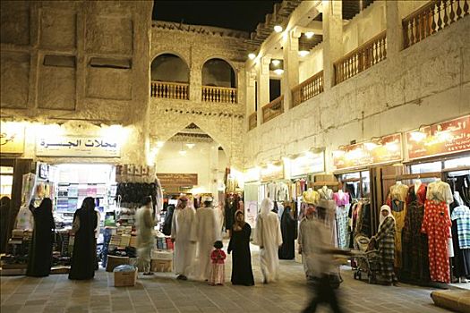 货摊,市场,集市,老,局部,整修,历史,风格,多哈,卡塔尔