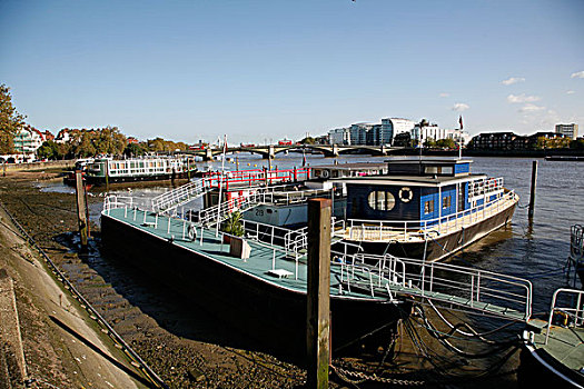 船屋,泰晤士河,切尔西,码头,英国,河边,罐,风景,背景