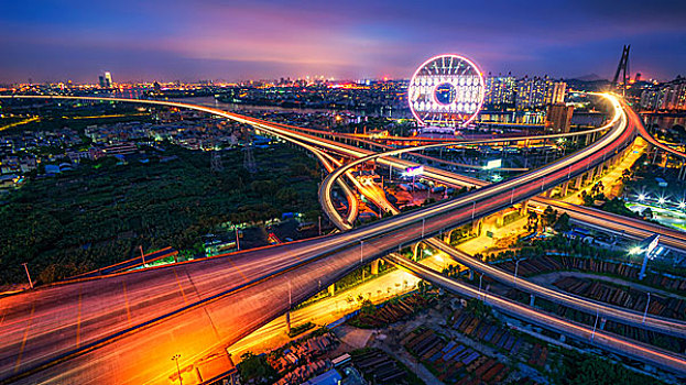 广州都市风光夜景,广州圆