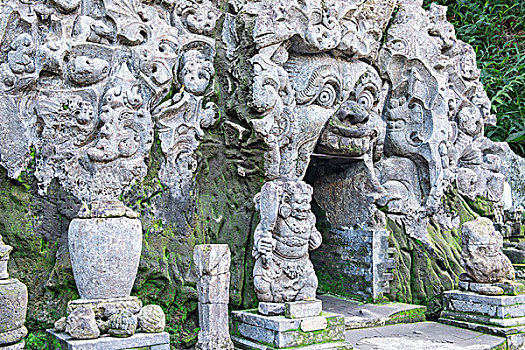 入口,果阿,大象,洞穴,巴厘岛,印度尼西亚,亚洲