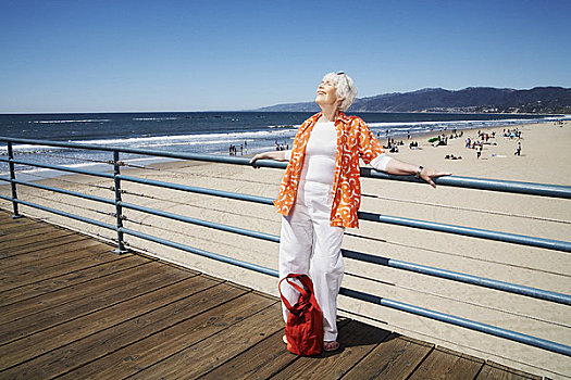 女人,圣莫尼卡码头,加利福尼亚,美国