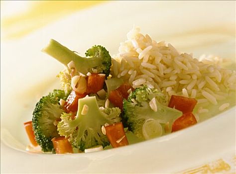 胡椒,花椰菜,米饭