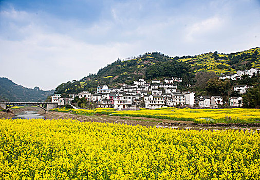 安徽歙县百里山水画廊春天风景