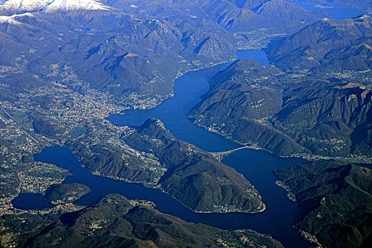卢加诺,俯视,提契诺河,瑞士,欧洲