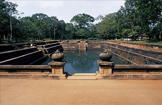 斯里兰卡,古城,浴,水池,9世纪,开关,上方,1000年,世纪,房子,残留,古老,宫殿,区域